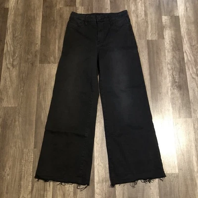 KUT from the Kloth Jeans Womens 0 Meg High-rise Wide-leg Black Raw Hem 27 x 27 - Image 1 of 4