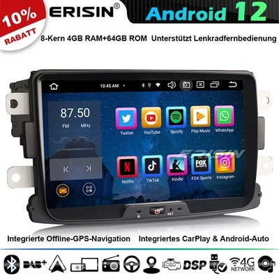 8-Kern Android 14 Autoradio BT GPS Navi Renault Dacia Duster Logan Dokker Lodgy - Bild 1 von 4