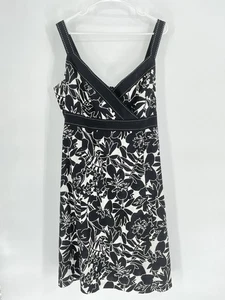 R & K Originals 18W Fit & Flare Dress Empire Waist Black White Floral Sundress - Picture 1 of 14