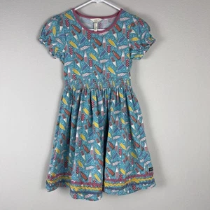 Matilda Jane Wonderment Soda Pop Turquoise Pink Yellow Ric Rac Dress Girls Sz 12 - Picture 1 of 7