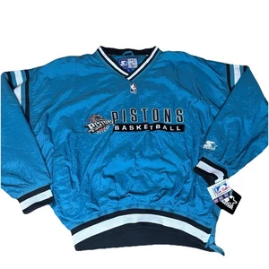 Vintage 90s Starter Detroit Pistons Teal Pullover Jacket Men’s XL L NWT NOS NBA - Picture 1 of 10
