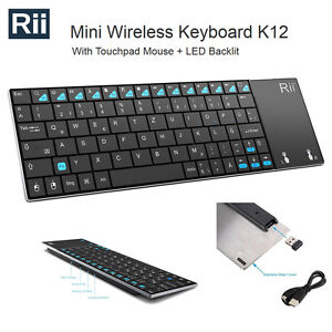 Genuine Rii K12 Wireless UltraSlim Keyboard Mouse Touchpad Metal Tablet/Phone