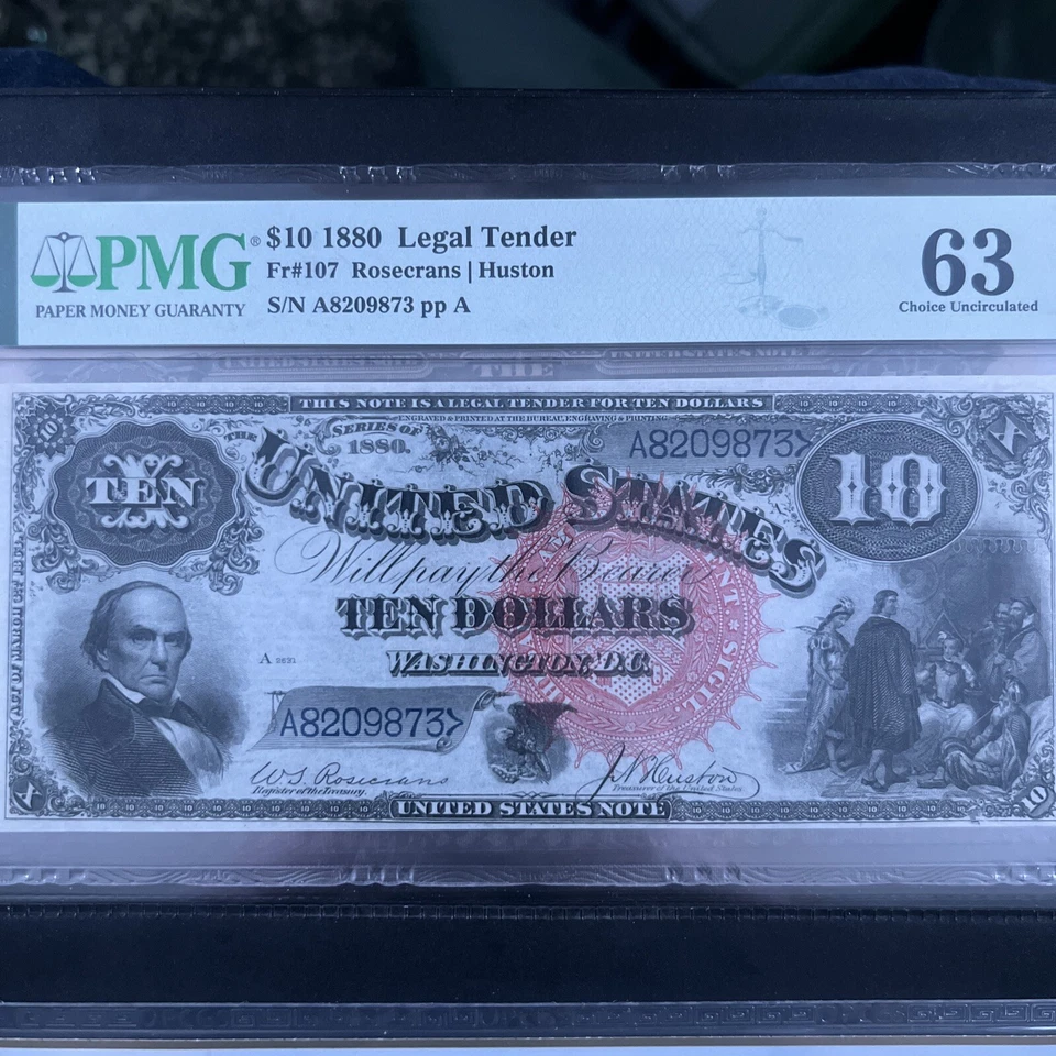 1880 $10 Legal tender Fr#107 PMG-63 Choice Uncirculated - Image 1 of 4