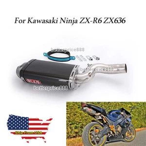 For Kawasaki Ninja ZX6R ZX636 2004-2008 Motorcycle Exhaust Muffler Pipe Carbon - Picture 1 of 11
