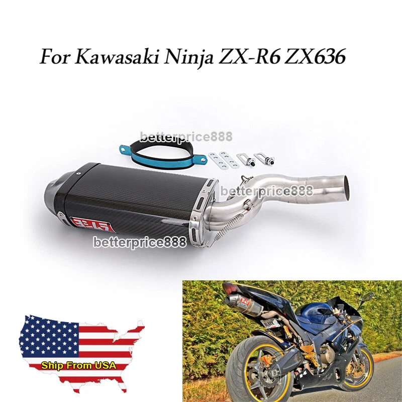 Tubo silenciador escape carbono para Kawasaki Ninja ZX6R ZX636 2004-2008 Foto 1 de 4