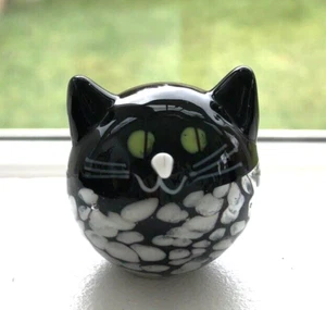 Black Cat Glass Paperweight, Jinx The Pier 1, TEXAS USA 2010, Miniature Vintage - Picture 1 of 15
