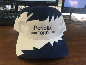 Vintage Ponoka Ford Blue White Snapback Trucker Baseball Cap  - Picture 1 of 6