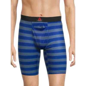 NEW 2 Pk - REEBOK - boxer breifs Mens L 9" Blue Gray Ltwt Stretch Contour Pouch - Picture 1 of 4