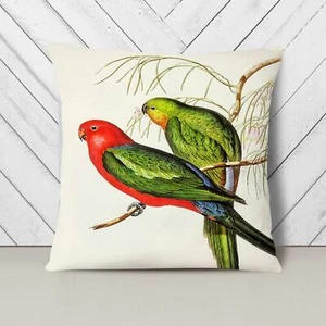 Plump Cushion King Lory Parrot Flowers Bird Elizabeth Gould Scatter Throw Pillow - Picture 1 of 12