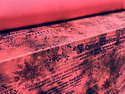 Stretch Spandex Crepe Single Jersey Fabric, Per Metre - Latin Writing Print - Image 1 of 3