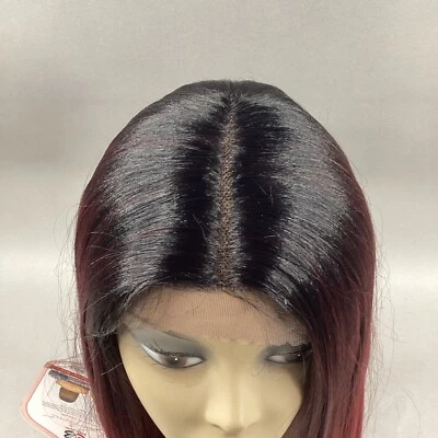 Peluca frontal de encaje sintético premium recta borgoña negra apagada Tiah #TT1B/BUG Foto 1 de 4