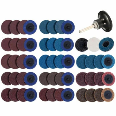 71PCS 2" Roll Lock Sanding Discs Set W/ 1/4 Holder Die Grinder Quick Change Disc - Image 1 of 4