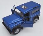BŁYSKAWICZNA WYSYŁKA Land Rover Defender niebieski / niebieski Welly Model samochodu 1:34-39 NOWY ORYGINALNE OPAKOWANIE