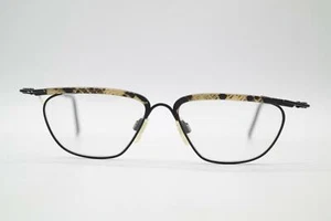 Vintage FA Fashion 1008 Black Gold Oval Glasses Eyeglass Frame NOS - Picture 1 of 6