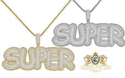 46+ Gramos Big Bold XL Pieza Personalizada Baguette Dorado Sobre "SUPER" Colgante Dije Foto 1 de 2