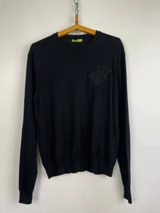 Versace Jeans men's basic black pullover sweater light black wool XL - Picture 1 of 6