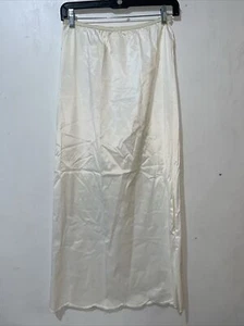 Vtg Komar Half Slip Womens Small Ivory Scallop Edge w/Slit Maxi USA Made *Flaws - Picture 1 of 8