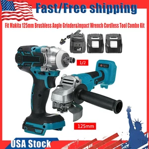 Fit Makita 125mm Brushless Angle Grinder&Impact Wrench Cordless Tool Combo Kit - Picture 1 of 11