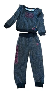True Religion Girl Toddler 4T Heather Gray Sweat Work Out Jogging 2 Pc Suit B64 - Picture 1 of 4