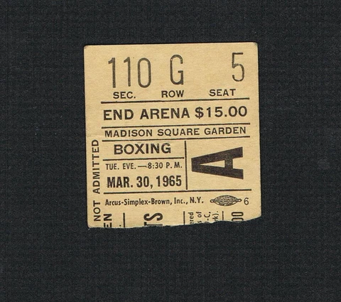 RARE 1965 CHAMPIONSHIP MSG boxing ticket EMILE GRIFFITH WILLIE PASTRANO TORRES Cover