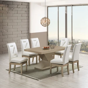 Kings Brand Furniture - Hillsdale 7-Piece Dining Set, Table & 6 Chairs, Gold - Picture 1 of 5