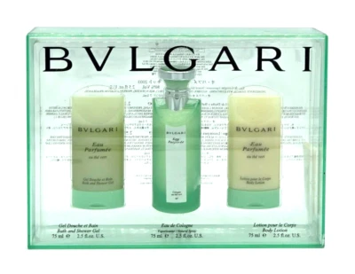DE COLECCIÓN Bvlgari Au The Vert Unisex Set 2.5oz EDC Spray + Gel de Baño + Loción NUEVO Foto 1 de 4