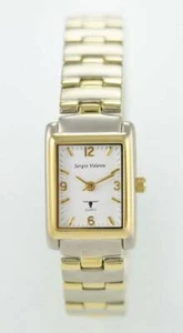 Sergio Valente Ladies Stainless Steel Silver Gold White Quarts Battery Watch - Picture 1 of 3