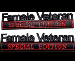 2 PIEZAS Metal Mujer Veterana Edición Especial Emblemas Coche Insignia Negro/Rojo Coche Camión - Imagen 1 de 4