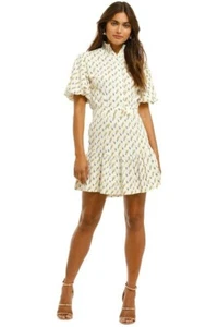 SWF Mini Shirt Dress Linen Rayon Print Size 8 AU RRP 269 Casual - Picture 1 of 3