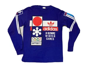 VINTAGE 1972 ADIDAS OLYMPICS SAPPORO WINTER GAMES RARE SHIRT USA MADE SIZE M - Picture 1 of 9