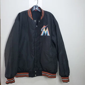 Miami Marlins Bomber Jacket Mens 2XL Baseball Full Zip JH Design Reversible MLB - Picture 1 of 21