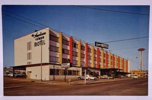 Americana Town Motor Hotel, Seattle Washington WA, cartolina vintage, Space Needle - Foto 1 di 2