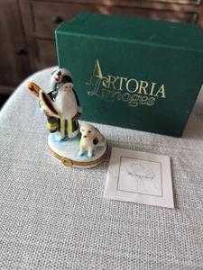 Caja de baratijas Artoria Limoges Francia Snowbound Santa 95/1000 - Imagen 1 de 9