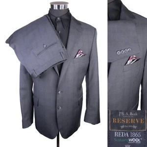 Jos A Bank RESERVE REDA 2 Piece Suit 47R Gray Plaid Jacket Coat Pants Sz 41X27.5 - Picture 1 of 19