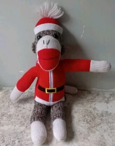 Galerie Sock Monkey Santa Claus Pom Pom Hat Holiday Plush Woven Kids Toy... - Picture 1 of 1