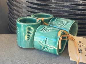 Juego de 4 servilleteros de cerámica Earth Marks Studio hechos a mano nuevos con etiqueta - Imagen 1 de 6