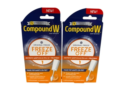 2x Compound W Freeze Off Wart Remover 8 applications 12 Cushion Discs Exp 11-26