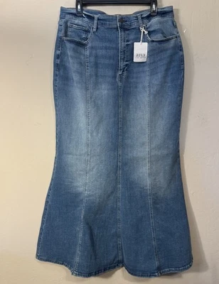a.n.a Falda Denim Mujer 18 Calce y Acampanada Sirena Lavado Mediano Western Midi Boho NUEVA Foto 1 de 4