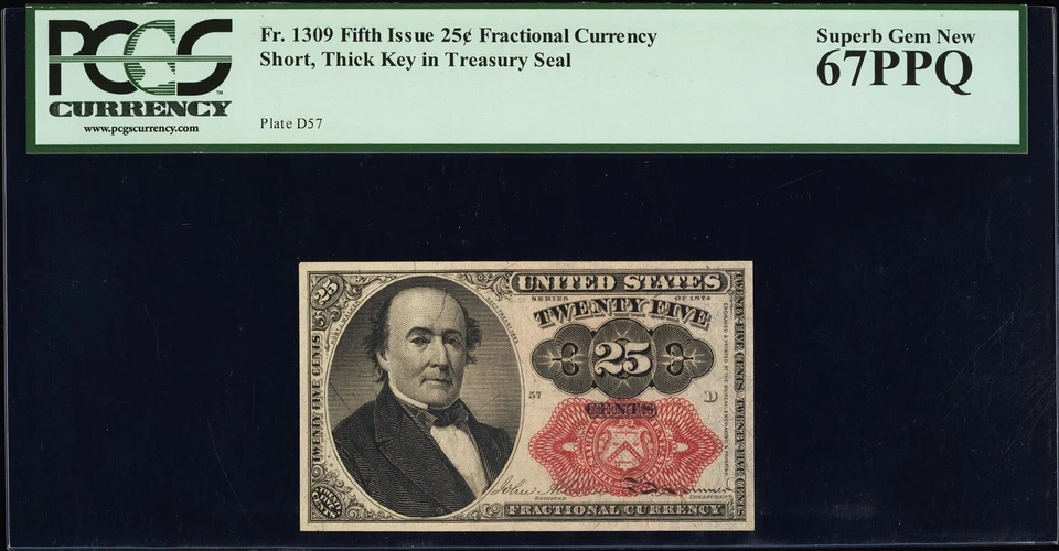 FR 1309 - 25c FIFTH ISSUE - SHORT THICK KEY - PCGS 67 PPQ SUPERB GEM NEW - pp D - Image 1 of 4