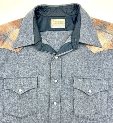 Vintage Pendleton High Grade Western Wear Wool Pearl Snap Shirt Men’s Large Blue - Image 1 of 4