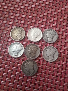 7 US Silber Mercury Dimes. Konvolut 7 - Bild 1 von 4