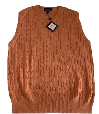 Chaleco Suéter Byron Nelson Signature Naranja Tejido con Cable Talla L/G Golf Algodón Cuello en V Foto 1 de 4