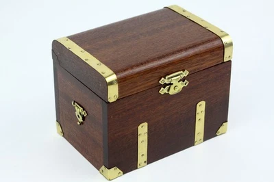 Vintage Musical Jewellery storage/trinket box Mahogany wood with copper - Image 1 of 4