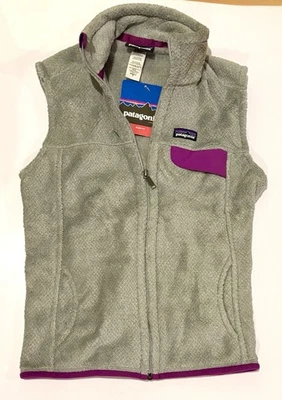 Chaleco Patagonia para mujer gris medio con cremallera polar púrpura nuevo con etiquetas Foto 1 de 4