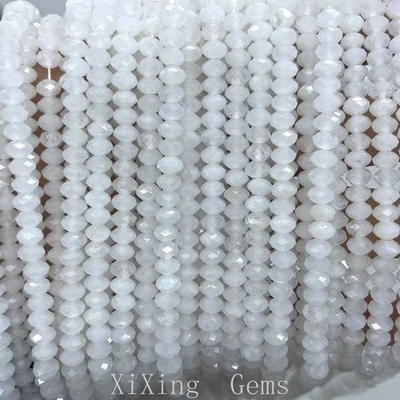 4x6mm Natural Faceted Rock Crystal Rondelle Disc Spacer Beads for Jewelry Making - Image 1 of 4