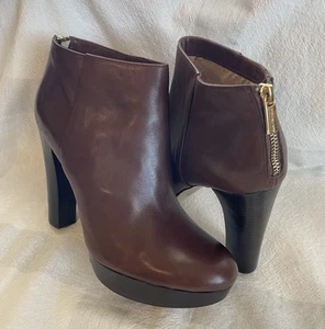 MICHAEL KORS Cuero Plataforma Botines Botas Marrón Tacón Alto Mujer 10M Cremallera - Imagen 1 de 22