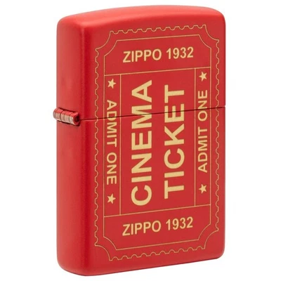 Encendedor de bolsillo Zippo Cinema Ticket Design rojo mate a prueba de viento, 233-086860 Foto 1 de 4