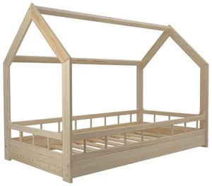 Wooden bed, Scandinavian style,modern,kids bed,home bed, 160x80+barriers,natural - Picture 1 of 8