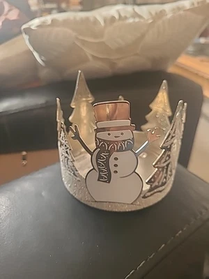 Bath & Body Works Snowman & Tree 3 Wick Candle Holder Sleeve Christmas - Image 1 of 3