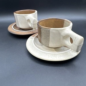 Juego de 2 tazas y platillos de gres MCM Fabrik Agate Pass de Jim McBride-Cabincore - Imagen 1 de 7